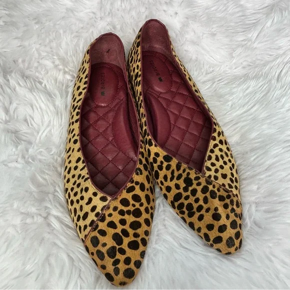 Birdies Goldfinch Leopard Print Calf Hair Pointed Toe Ballet Flats Size 5. - Picture 6 of 10
